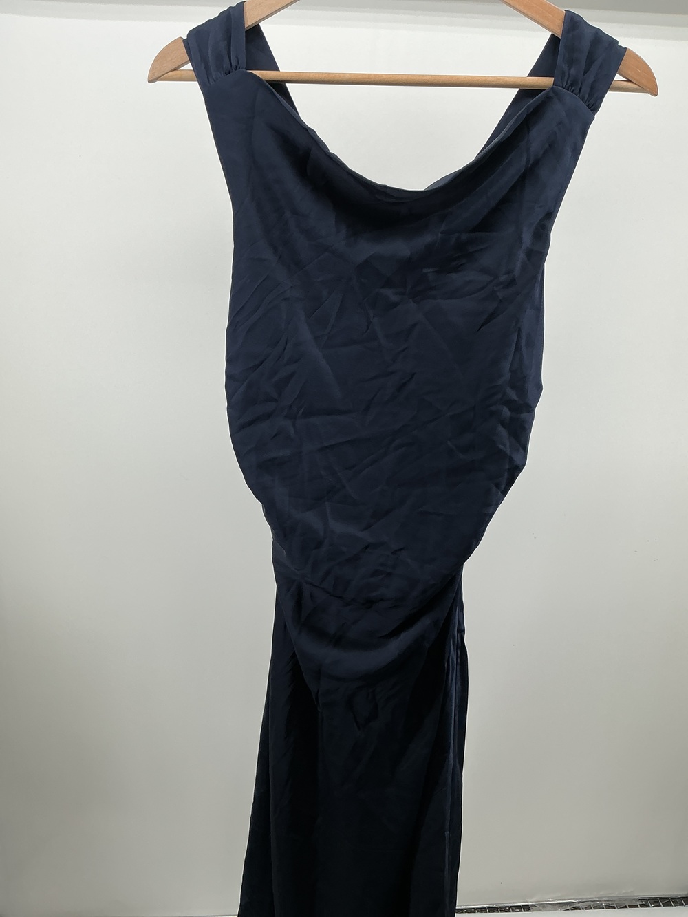 Washable Stretch Silk High Neck Midi Dress